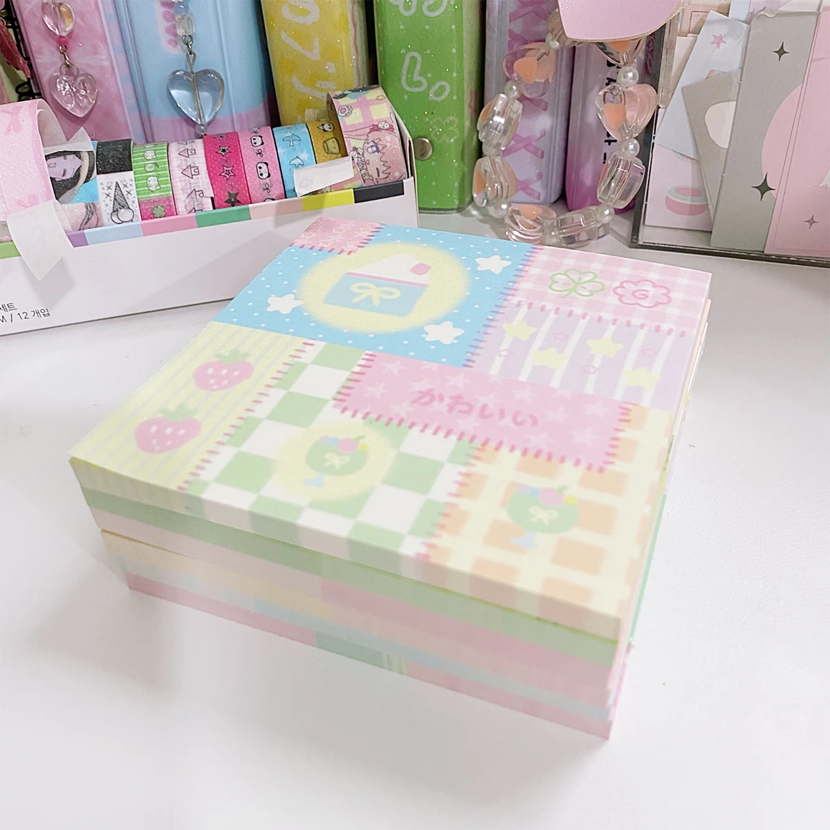 50 arkuszy Kawaii Patchwork notatnik księga gości artykuły papiernicze materiał lista rzeczy do zrobienia akcesoria biura notatki do notatek Diy rzemiosło artystyczne