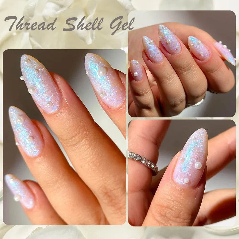 LIToxic-Verhéritage à Ongles Gel Effet Perle, Fil 3D, Bleu Aurora Shell Glitter, Semi Permanent Soak Off UV LED Nail Art Gel Varjuvenance