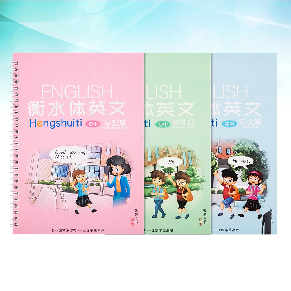 

3 pcs English Letter Practice Book Sentence Style Groove Copybook For Adults Beginners Students Creative Calligraphy Smooth