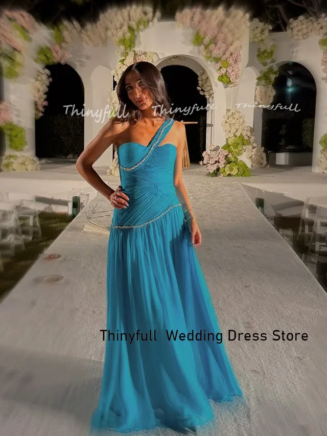 Thinyfull A-line Sleeveless Prom Dresses Sweetheart Crystals Chiffon Evening Dress Long Party Gown Robe De Soirée Customized