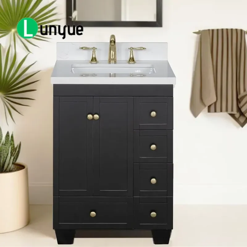 Modern Luxury 24 Inch Water Resistant Bathroom Vanity with Smart Mirror Sink Set for Villas Apartments Schools