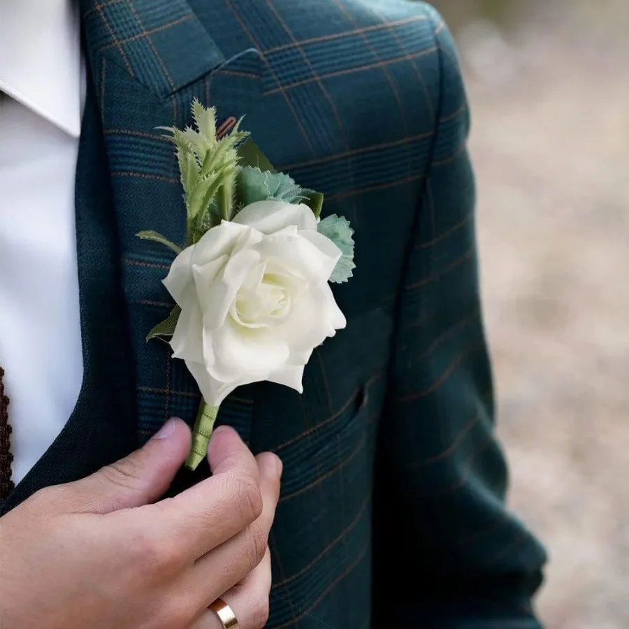 Elegant Boutonniere Brooch Flower for Groom Men's Wedding Attire Perfect Accessory for Prom Homecoming and Formal Events with S