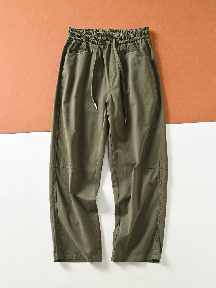 Men's Casual Loose Straight Leg Cotton Long Pants Summer Fashion Versatile Comfortable Wide Leg Trousers for Men