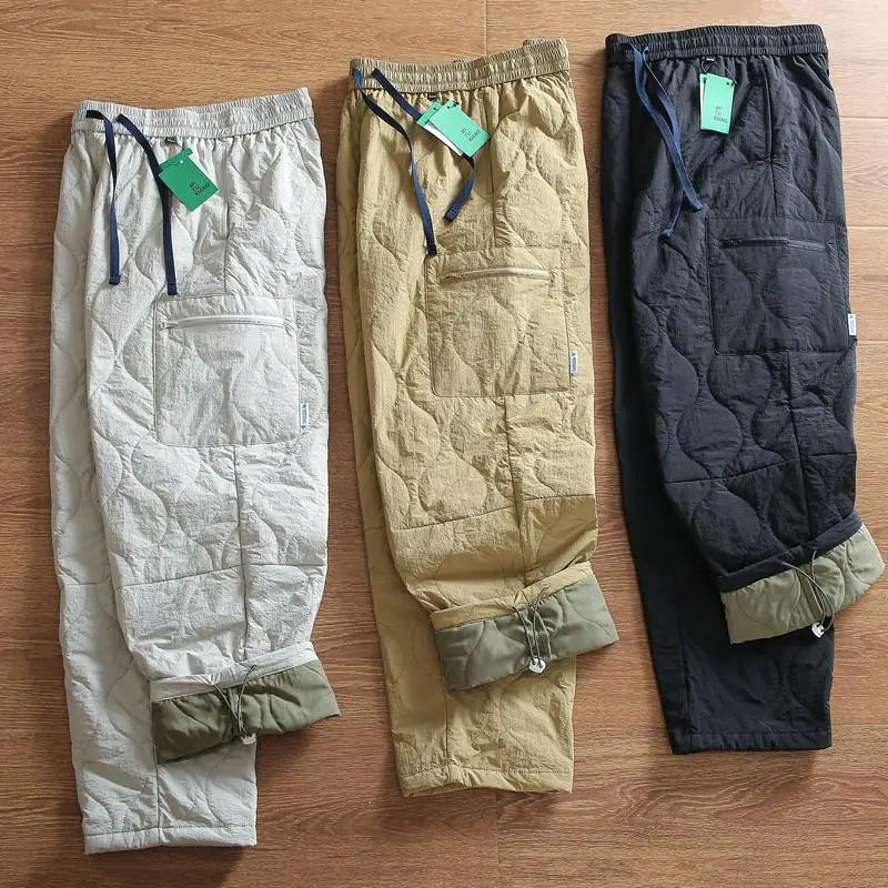 

Мужские зимние хлопковые брюки для активного отдыха, термозащитные, ветрозащитные, водонепроницаемые, прямого кроя, свободные, с прострочкой, повседневные, спортивные, длинные штаны
