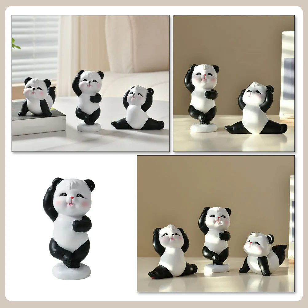 

Panda Cute Resin Statue Desktop Decoration Decorative Mini Figurine Miniature Figurines