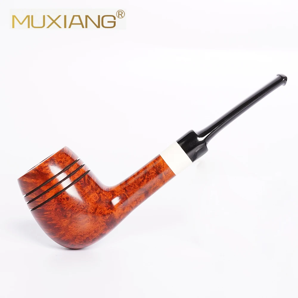 

MUXIANG Handmade Briar Tobacco Pipe Straight Bulldog Pipe Briarwood Bowl Vulcanite Mouthpiece Smoking Pipe