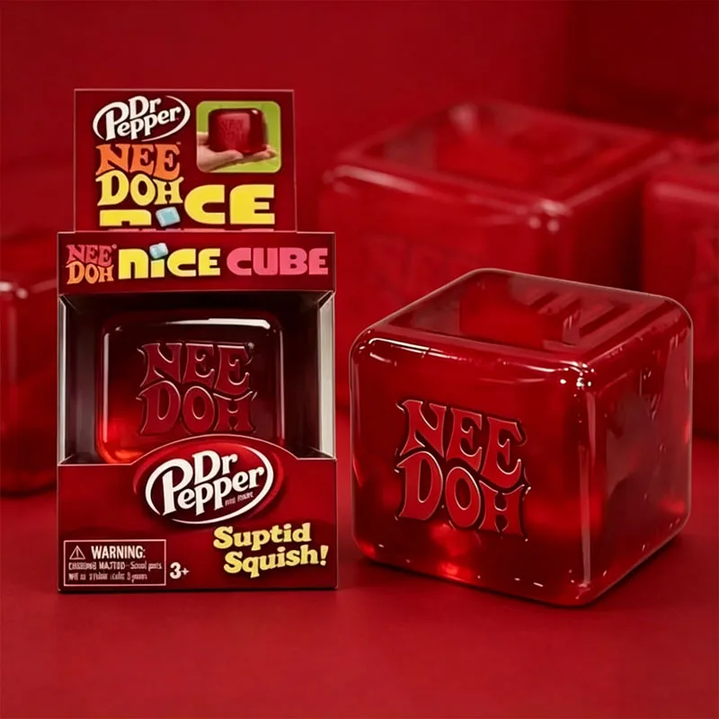 Dr Pepper X NeeDoh Nice Cube Squishy, Juguete Sensorial Suave para Aliviar el Estrés y la Ansiedad en Adultos y Niños