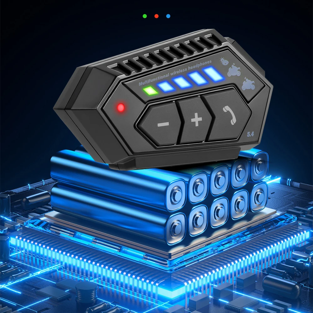 BT12 2X Motorcycle Bluetooth 5.4 Helmet Headset Waterproof Wireless Moto Earphone Hard/Soft Mic Support All Types of Helmets