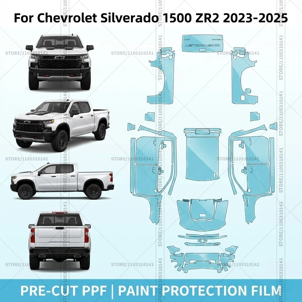 

Pre-Cut Paint Protection Film PPF Transparent Car Film Automotive PPF For Chevrolet Silverado 1500 ZR2 2023-2025 Full Vehicle