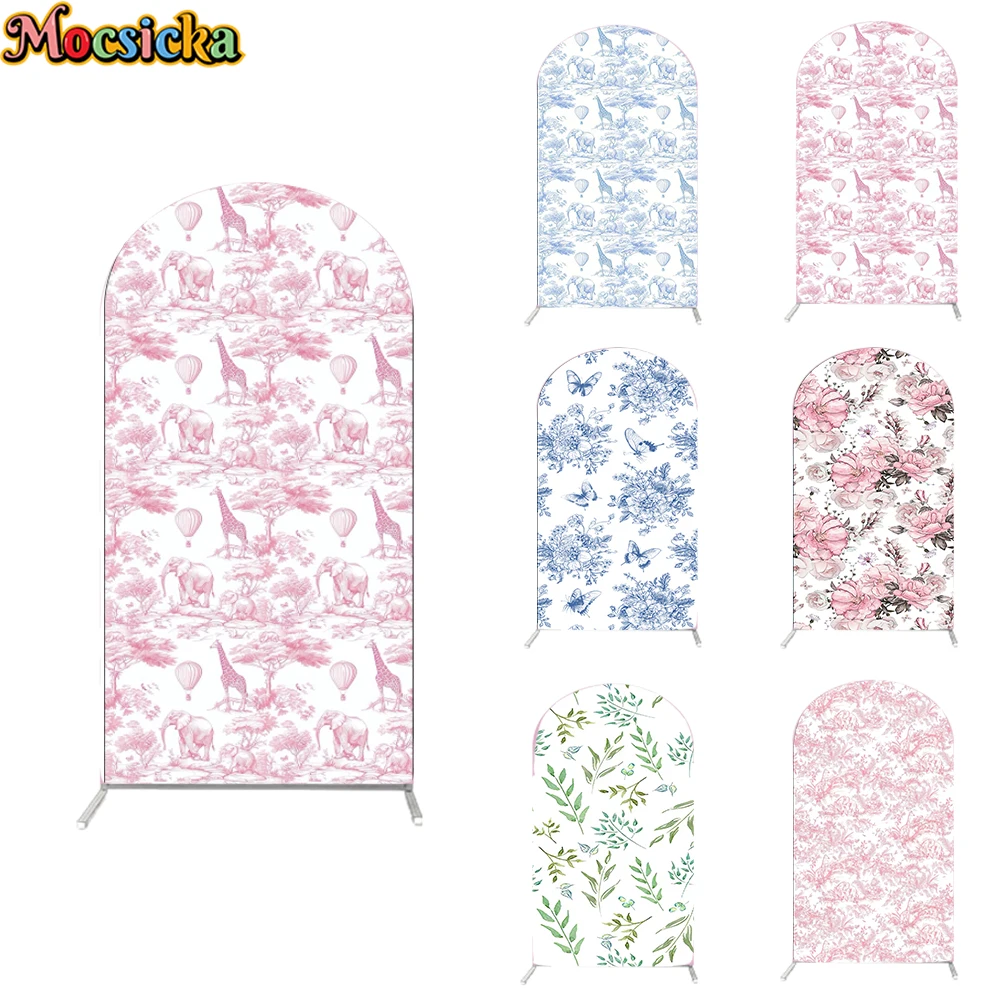 

Mocsicka Arch Backdrop Cover Soft Double-Sided Flower Leaf Animal Pattern Decoration Kids Child Arched Background Shooting Props