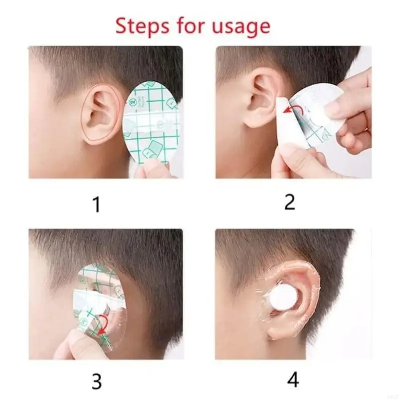 Autocollants pour cache-oreilles pour enfants, 100 pièces, résistante à l'eau pour natation l'heure du bain,