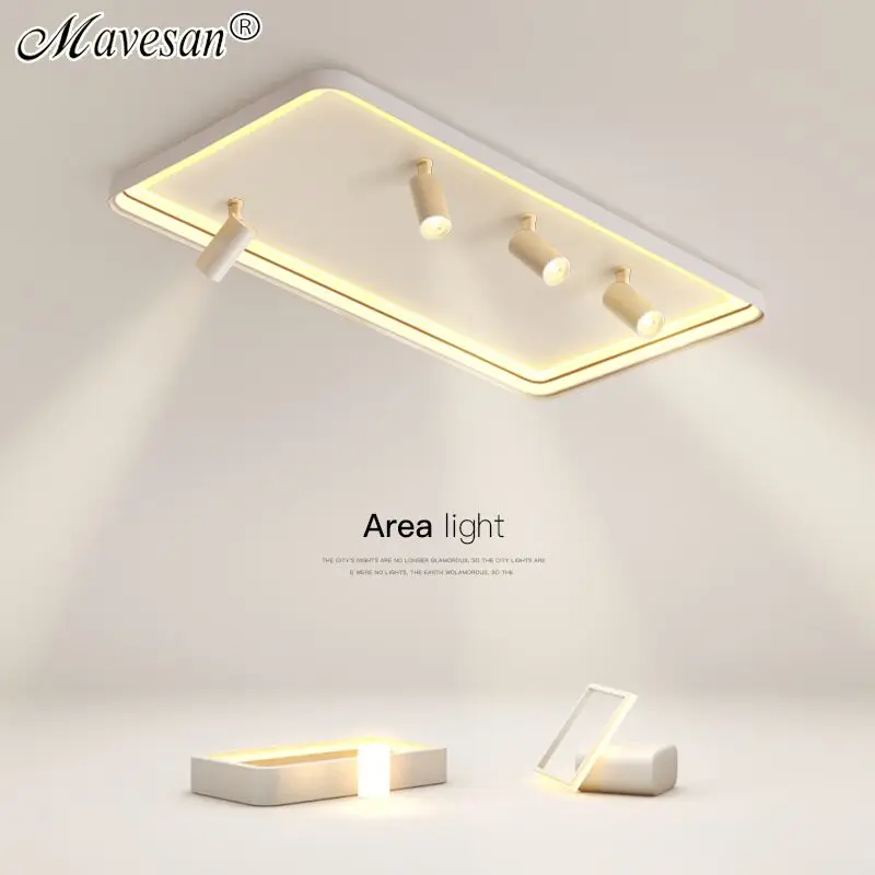 lustre led quadrado moderno com holofotes luzes de teto para sala e quarto luminaria para decoracao domestica branco e preto ac 85220v 01