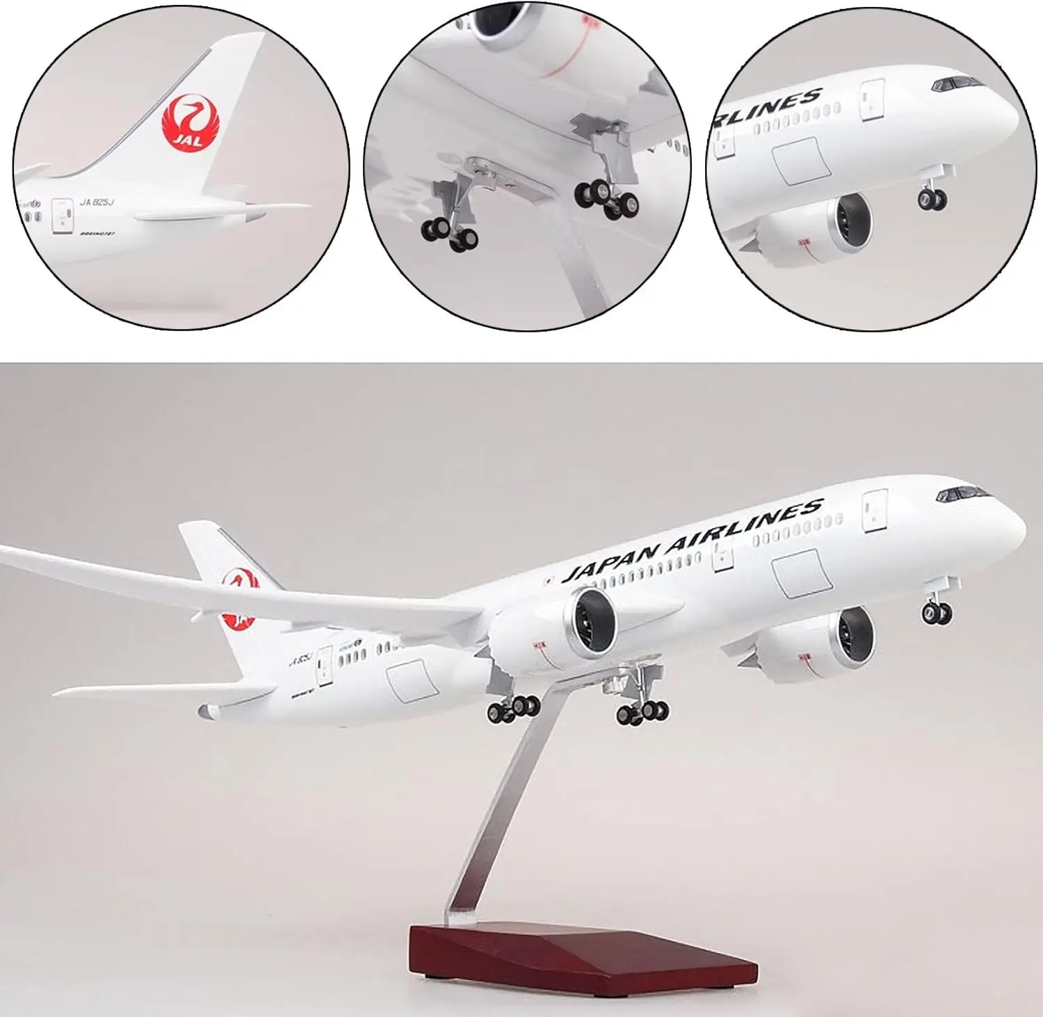 عرض 47 سنتيمتر غرفة المعيشة الديكور 1:130 مقياس دييكاست الراتنج نموذج الخطوط الجوية اليابانية B787 طائرة مع الضوء والعجلات جمع #6