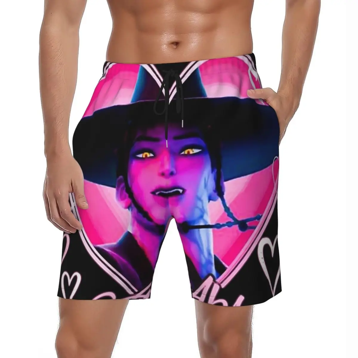 

Man Board Shorts Huntrix Abs Saja Heart Demon Hunters Villain Fantasy Swim Trunks Quick Dry Sports Fitness Beach Short Pants