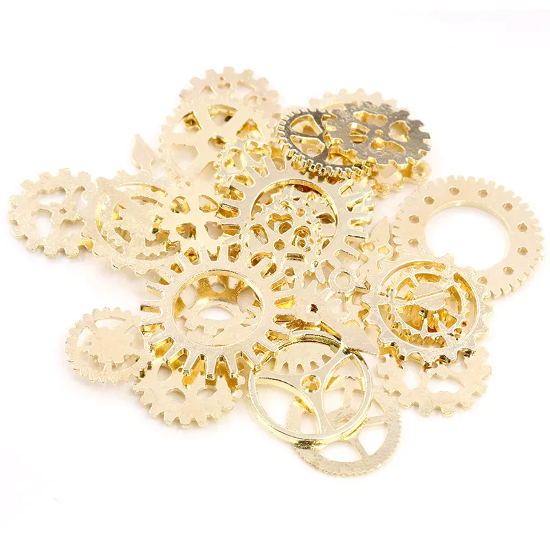 50PCS 8 Color Fashion Size Mix Alloy Mechanical Steampunk Cogs & Gears Diy Accessories Drop ship