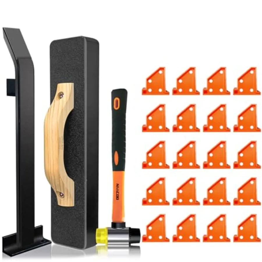 

Laminate/Vinyl Flooring Tools, Heavy Tapping Block - Knock 1-2 Times, Heavy Pull Bar, 20pc Upgrade Flooring Spacers, Rubber Mal