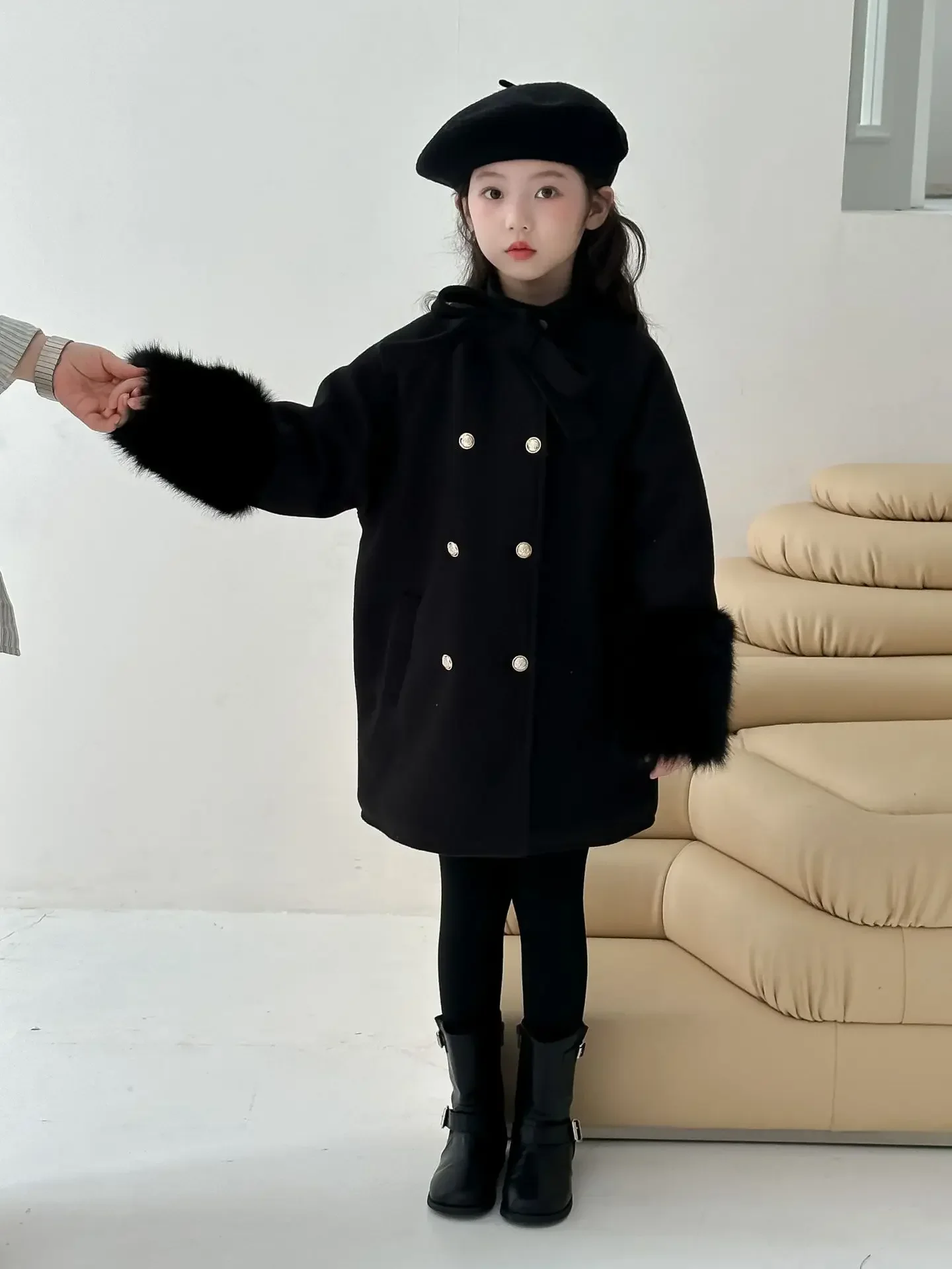 ملابس الأطفال 2024 شتاء جديد الفتيات الغنية بلون معطف المرأة الدافئة معطف الموضة ملابس الشتاء للفتيات جاكيت أطفال