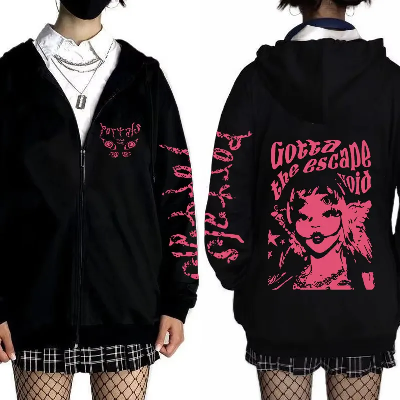 Melanie Martinez Portals Tour Zipper Hoodies Harajuku Aesthetic Zip Up Sweatshirts Coats Hip Hop Streetwear Jacket Hoodie Men's