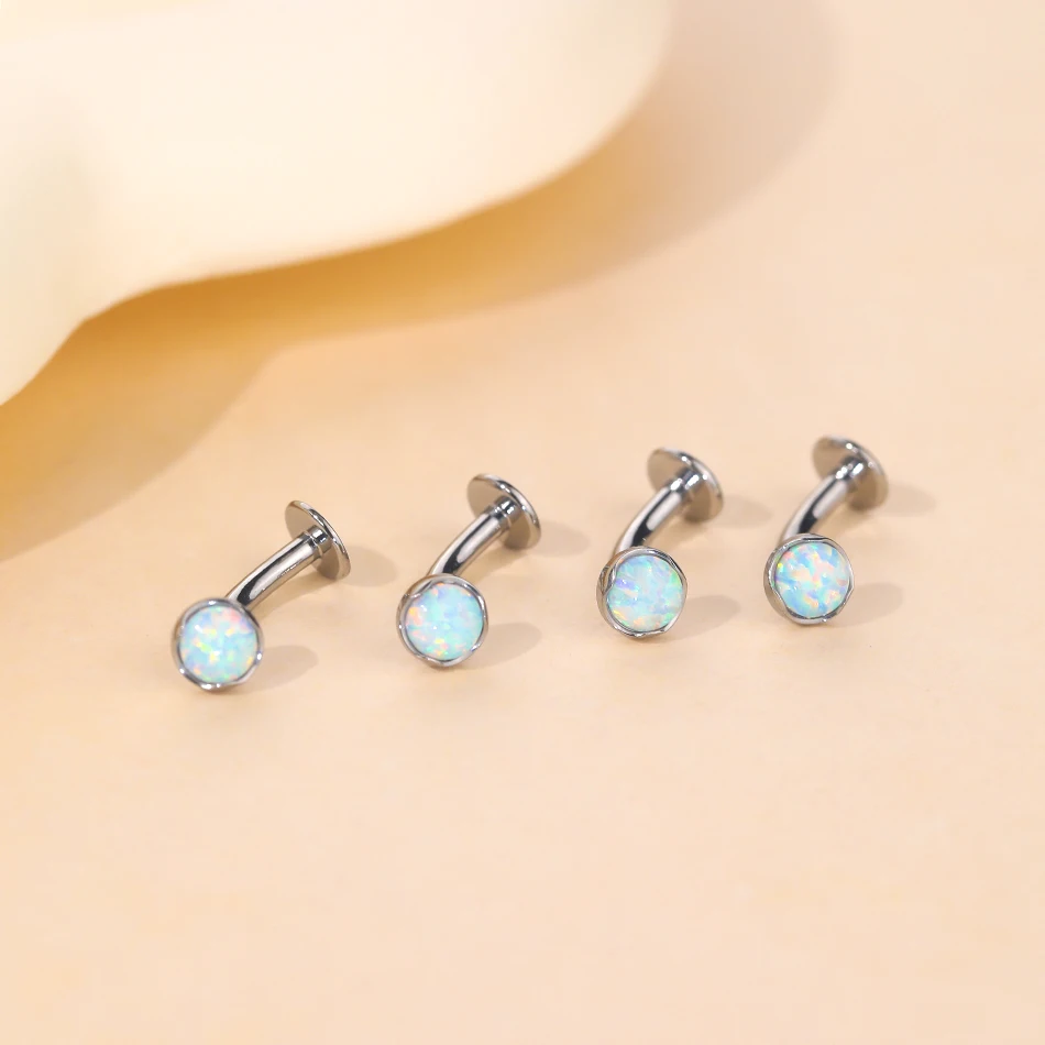 1PC G23 Titanium 14G Convex Base CZ Floating Belly Button Rings Opal Curved Barbell Navel Bar Piercings Sexy Women Jewelry Gift