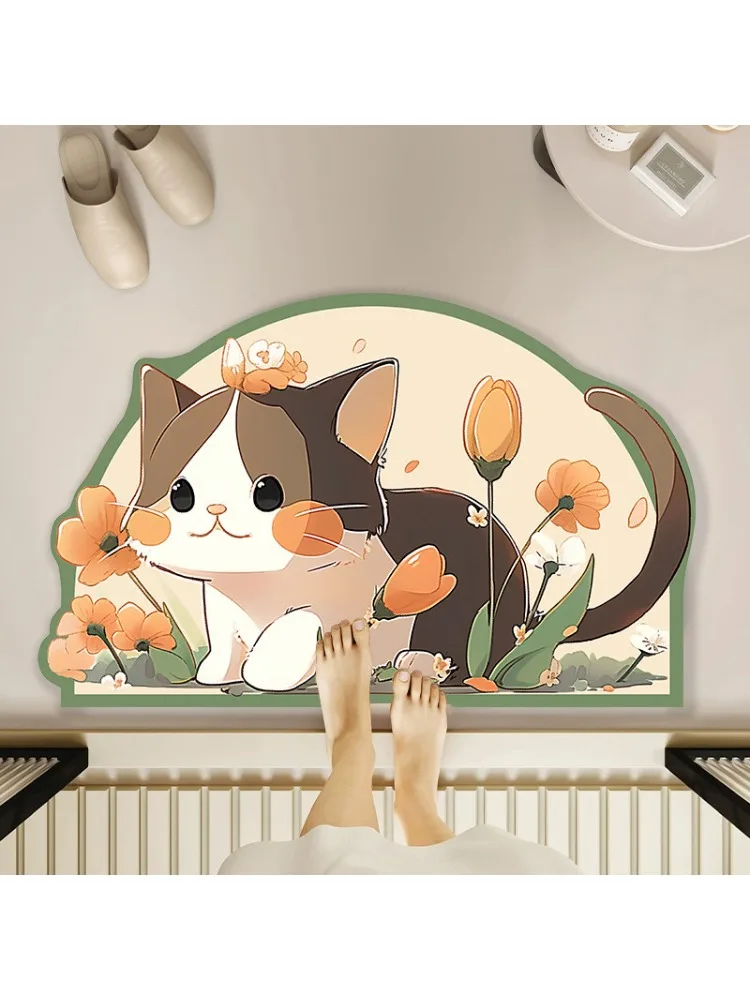 Cartoon bathroom floor mat, non-slip and easy to take care of, bathroom door bathroom diatom mud floor mat