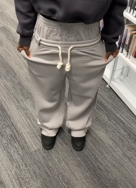 Harajuku Свободные спортивные штаны с двойной талией Y2K Американские однотонные повседневные брюки с вышивкой в стиле хип-хоп Брюки для бега с завязками на талии