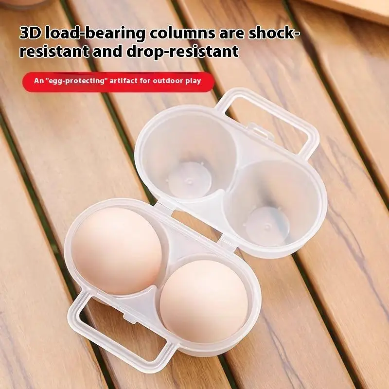 2 Grid Egg Box Portable Egg Holder Anti Shake Egg Organizer Box Multifunctional Boiled Egg Holder Case for Camping Picnic