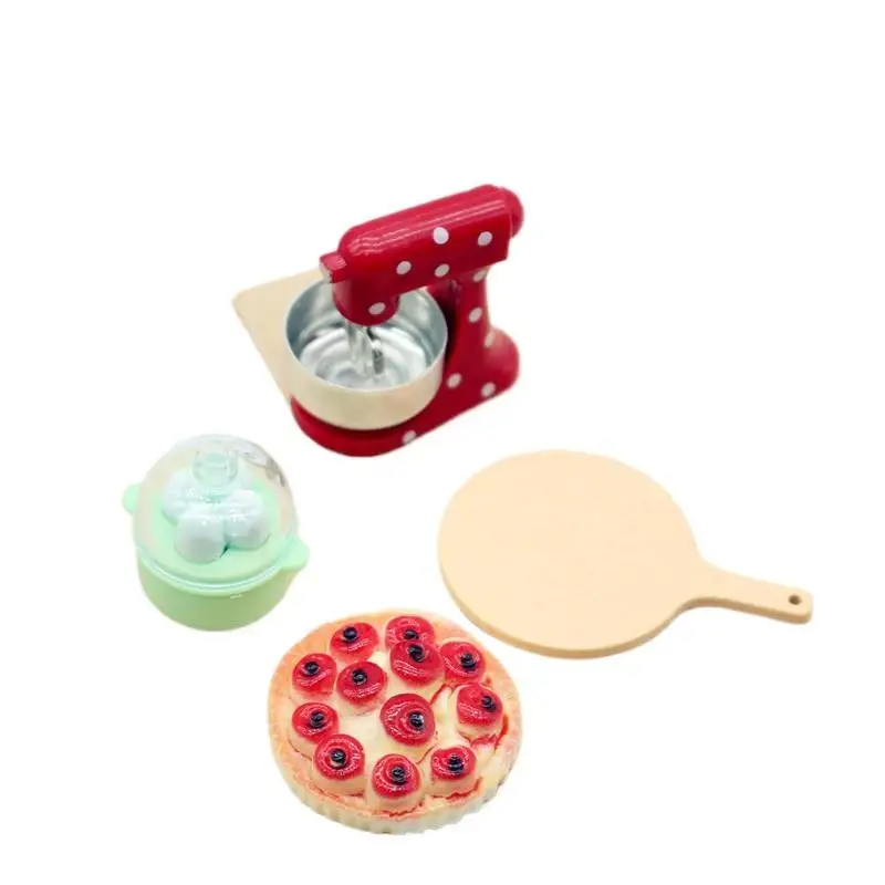 1Set Simulation Pizza Speiseteller Ei Modell Spielzeug Puppenhaus Mini Mixer Küche Dekoration DIY Puppe Haus Miniaturen Zubehör