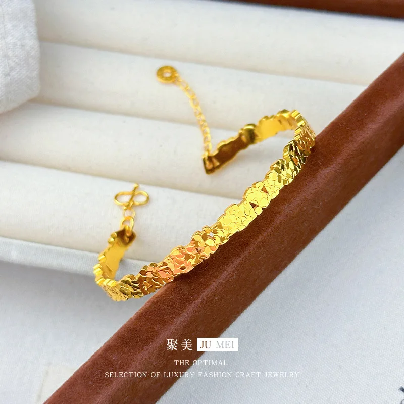 

Gold Shop Same Style 9999 24K Real Gold Women's Gold Bracelet with Adjustable Opening, Chinese Style Bracelet, Beautiful Luxury