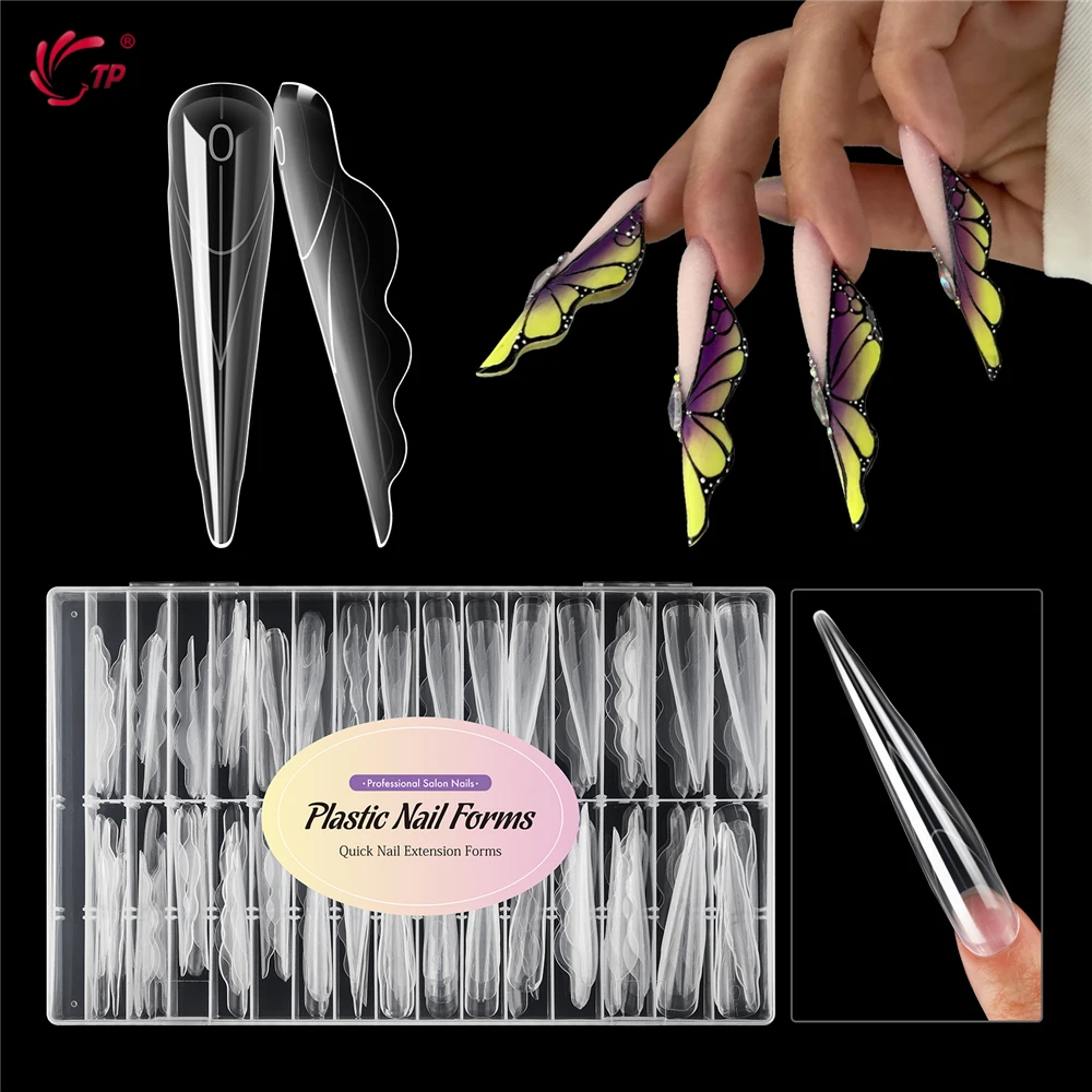 TP New 150pcs/box Nail Dual Forms Butterfly Acrylic Poly Nail Gel Mold Full Cover Nail Extension System Top Forms Manicure Tools