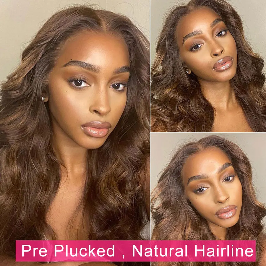 13x6 Chocolate Brown Body Wave HD Lace Frontal Wig 13x4 Dark Brown Colored Lace Front Wigs For Women Bleached Wigs Pre Plucked