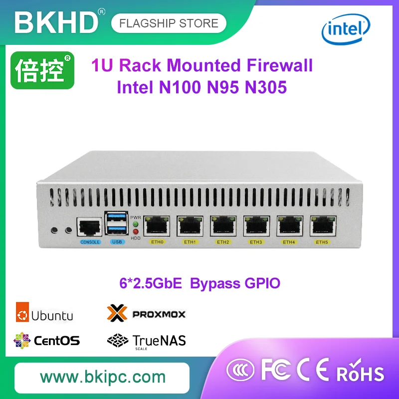 BKHD X86 9-calowy mini pulpit Firewall Intel N100 N95/i3 N305 6*2.5G Obsługa Centos Ubuntu Mikrotik SOPHOS Serwer sieciowy