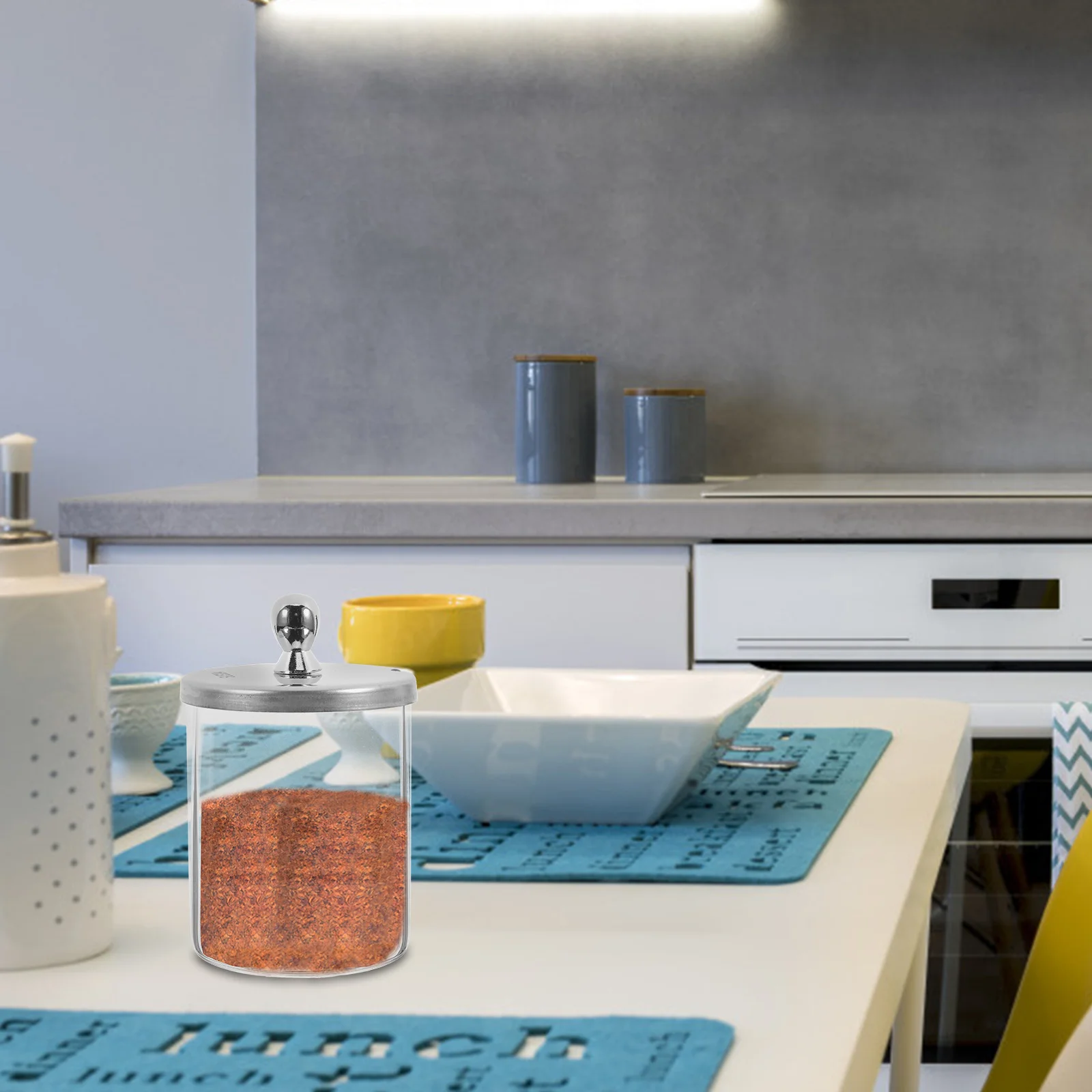 

Elegant Stainless Steel Condiment Jar High Borosilicate Glass Seasoning Dispenser Versatile Storage for Kitchen Countertop