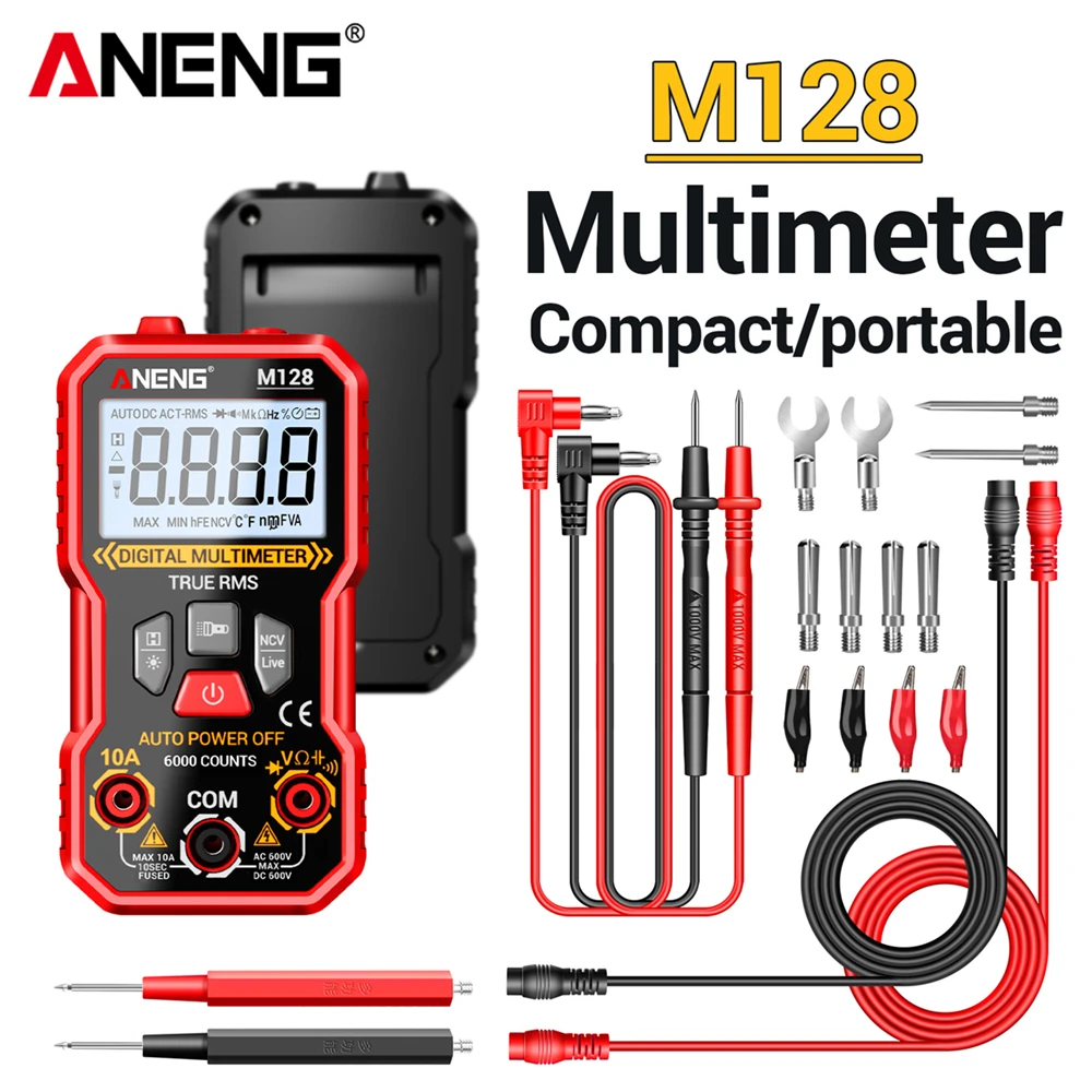ANENG Mini-Multimeter Multifunktionsgerät 6000 Zähler AC DC Strom NCV Spannung Induktion M128 Voltmeter Amperemeter Reparatur-Testwerkzeuge