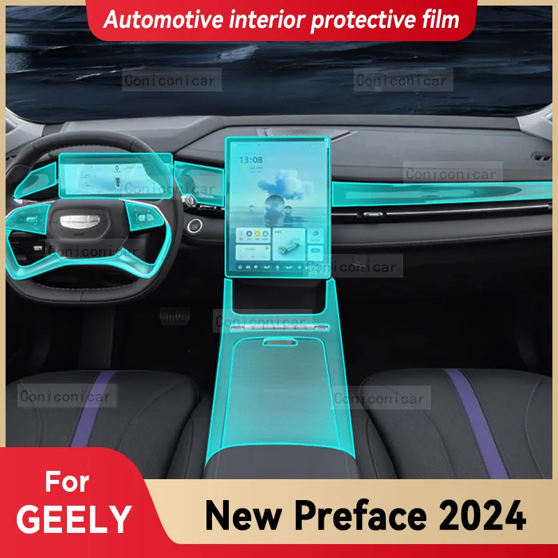 

Для GEELY New Preface GL GF 2024, салон автомобиля, центральная консоль, приборная панель, защитная пленка, аксессуары против царапин