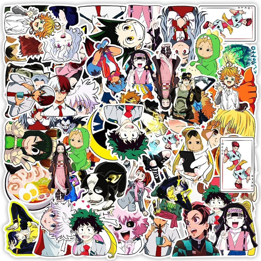 10/30/50pcs Cool Cartoon Mixed Anime Stickers My Hero Academia HUNTER×HUNTER Sticker Luggage Phone Water Bottle Decals Kids Toy