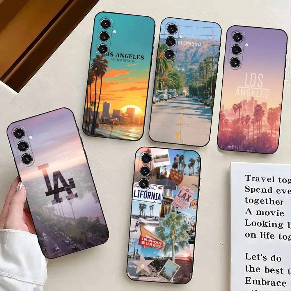 Travel Los Angeles California Phone Case For Samsung S24,21,22,23,30,Ultra,S20,Plus,Fe,Lite,Note,10,9,5G Black Soft Cover