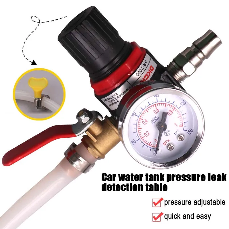 Cooling System Leak Checker Water Tank Pressure Gauge Leak Detector Tool Water Tank Leak Detection Pressurization System