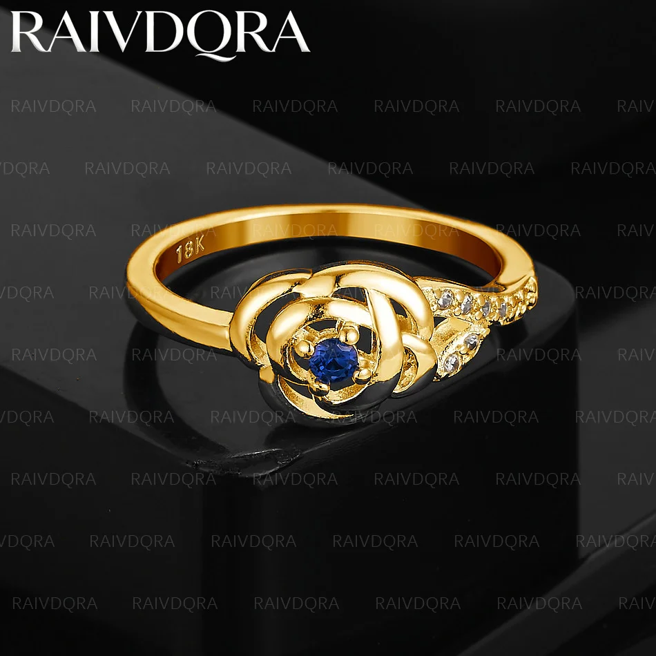 18K Gold Plated Blue Zircon Rose Ring For Women Creativity Gifts Street All-match Party And Daily Wear