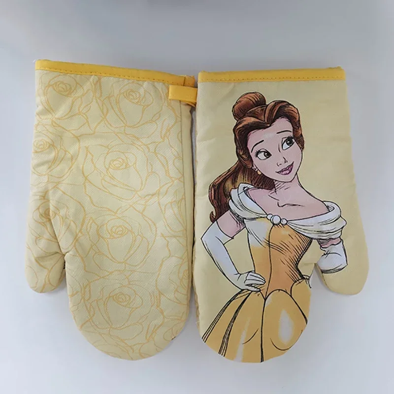 Belle Princess Oven Gloves Jack Sally Cartoon Figures Baking Cooking Anti-scald Insulation Kitchen Microwave Oven Accessories