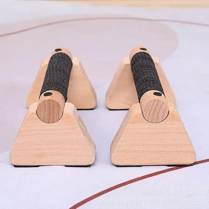 Wood Calisthenics Bar Solid Wood Parallettes Push-Up Bar for Home Gym Floor Workouts Bodyweight Training gallery 2