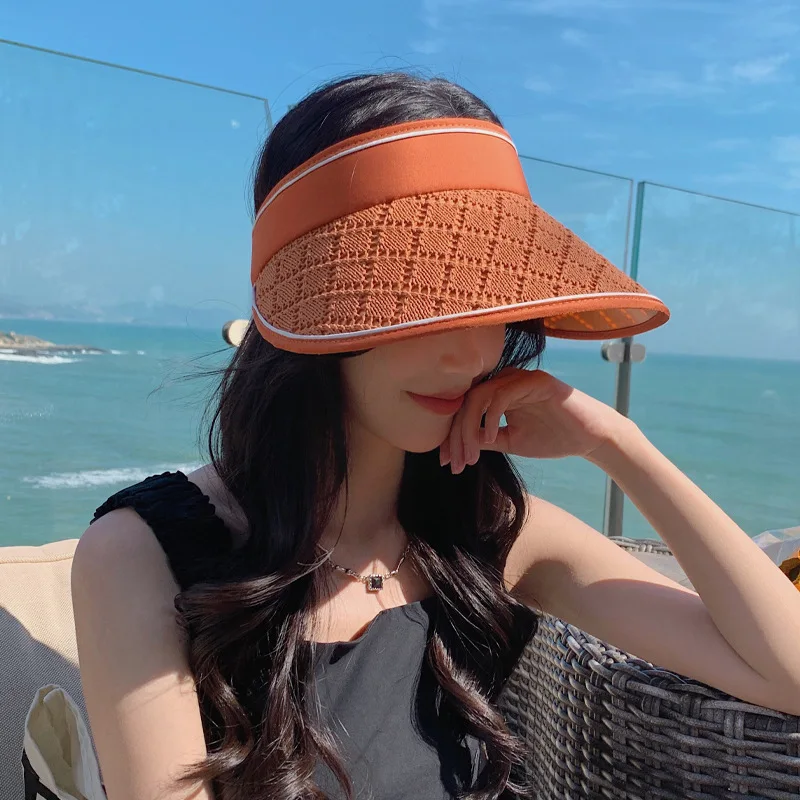 2023 Korean Female Japanese-Style and Internet-Famous Metal Label Hairpin Protection Visor Outdoor Sun Hat New