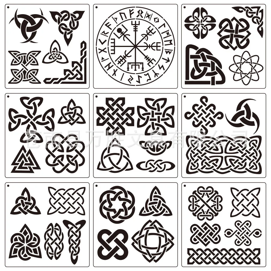 9Pcs Celtic Viking Characters DIY Layering Stencils Set
