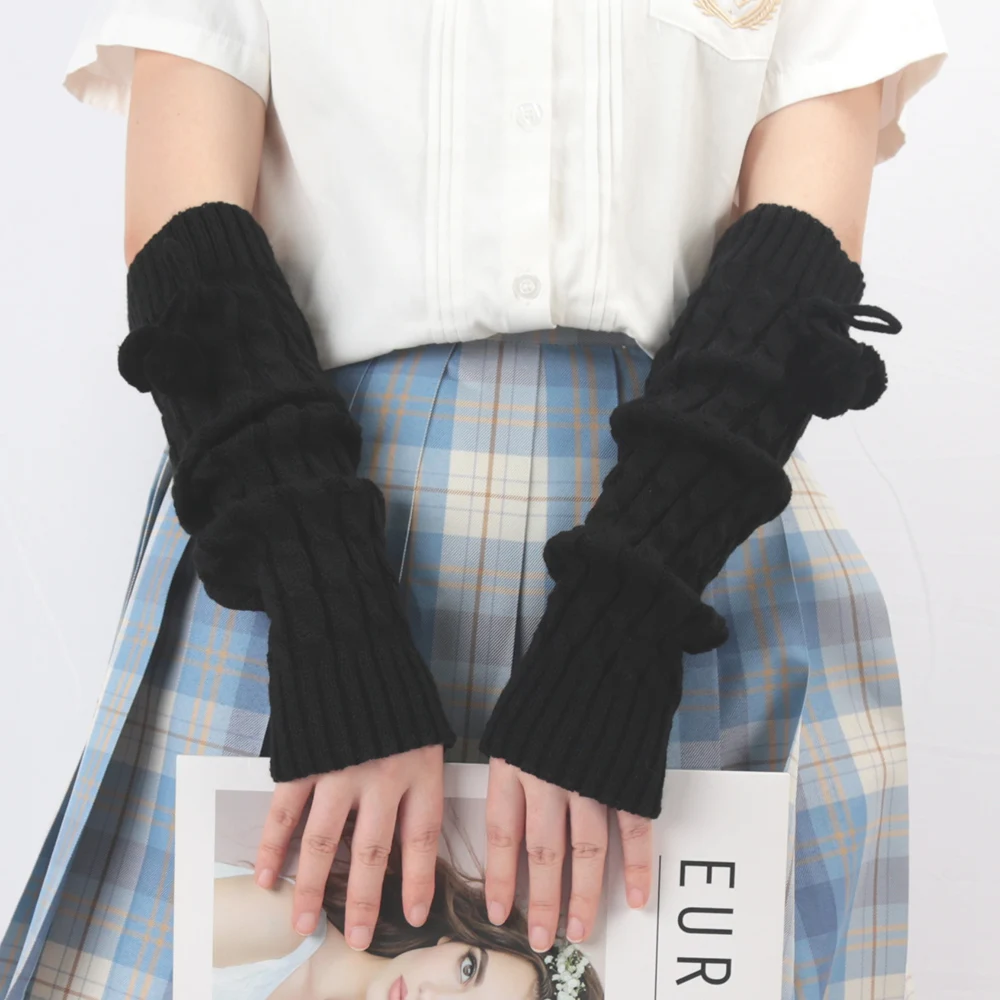 

Winter Women Cute Gloves Kawaii Arm Warmer Knitted Arm Sleeves Casual Soft Girls Goth Clothes Punk Gothic Fashion Gloves