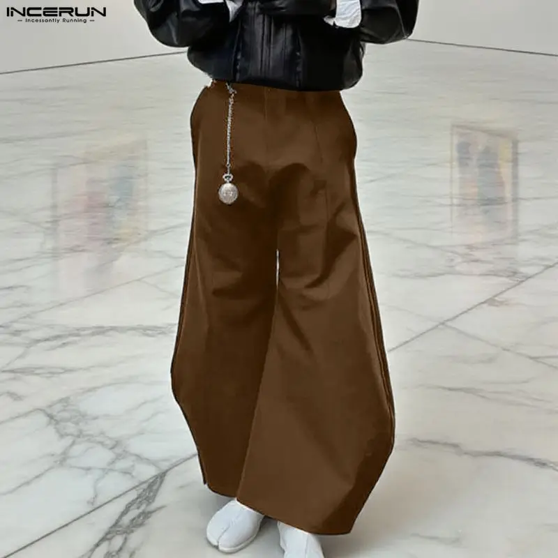 INCERUN Pantaloni a gamba larga da uomo Pantaloni da jogging con bottoni Pantaloni casual larghi da uomo Stile coreano Streetwear 2025 Pantaloni lunghi maschili di moda S-5XL