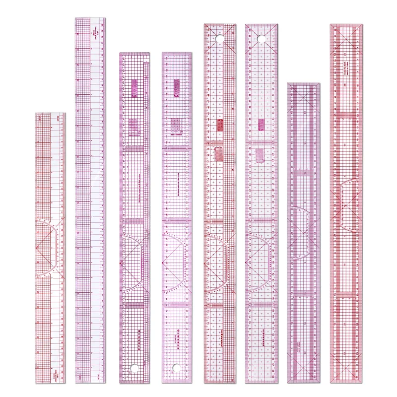 Empire sewing ruler and French curve, used for pattern making drafting, transparent plastic fashion designer ruler pieces assemb