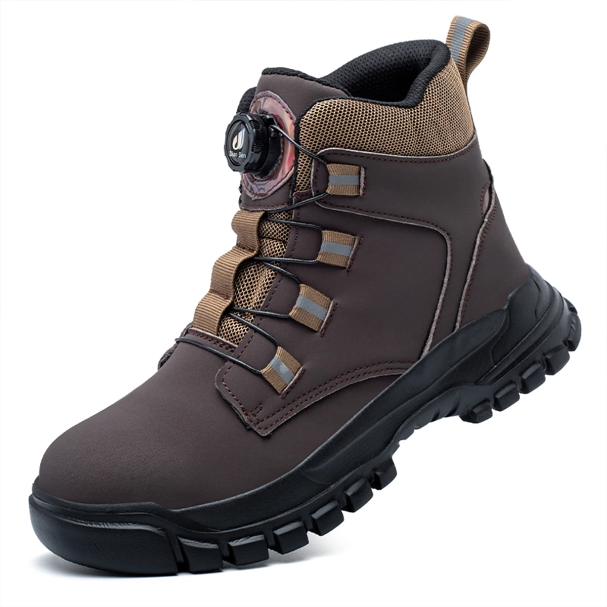 Drehknopf-Arbeitsschuhe für Herren, durchtrittsichere Schutzstiefel, Sneakers, wasserdichte Arbeitssicherheitsschuhe, rutschfeste Stahlkappenschuhe