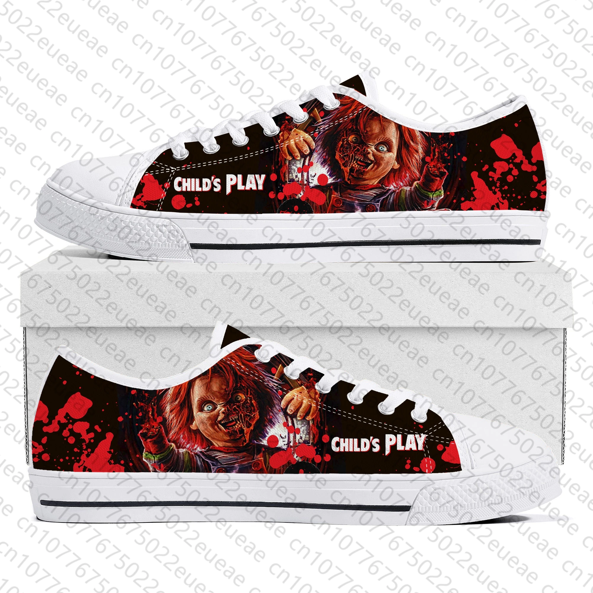 Horror Movie Childs Play Chucky Low Top Sneakers Mens Womens Teenager Canvas Sneaker couple Casual Shoes Custom Made DIY Shoe