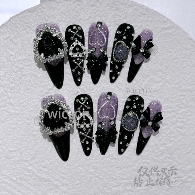 Y2K Jirai Kei Landmine usando uñas Hot Girl mujeres parches de uñas reutilizables desmontables accesorio Sexy para uñas 10 Uds XS-L