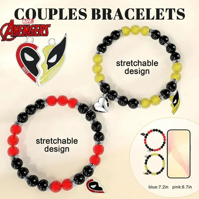 1 Pair of Deadpool 3 Bracelets Wolverine Best Friend Love Pendant Disney Animation Fashion Friendship Couple Bracelet Gift