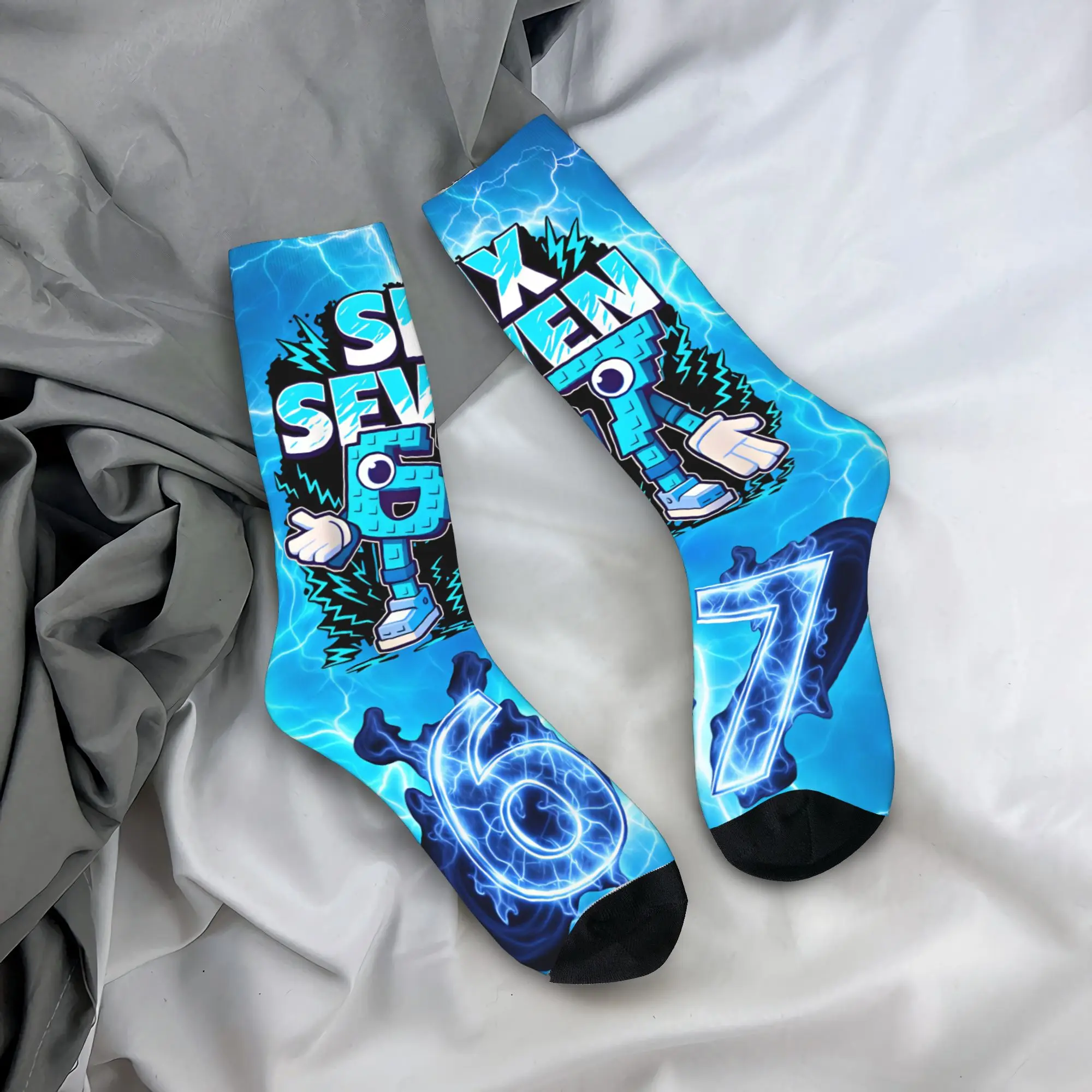 

Six Seven 6 7 Stockings Printed Leisure Socks Autumn Anti Sweat Socks Men Running Medium Soft Socks